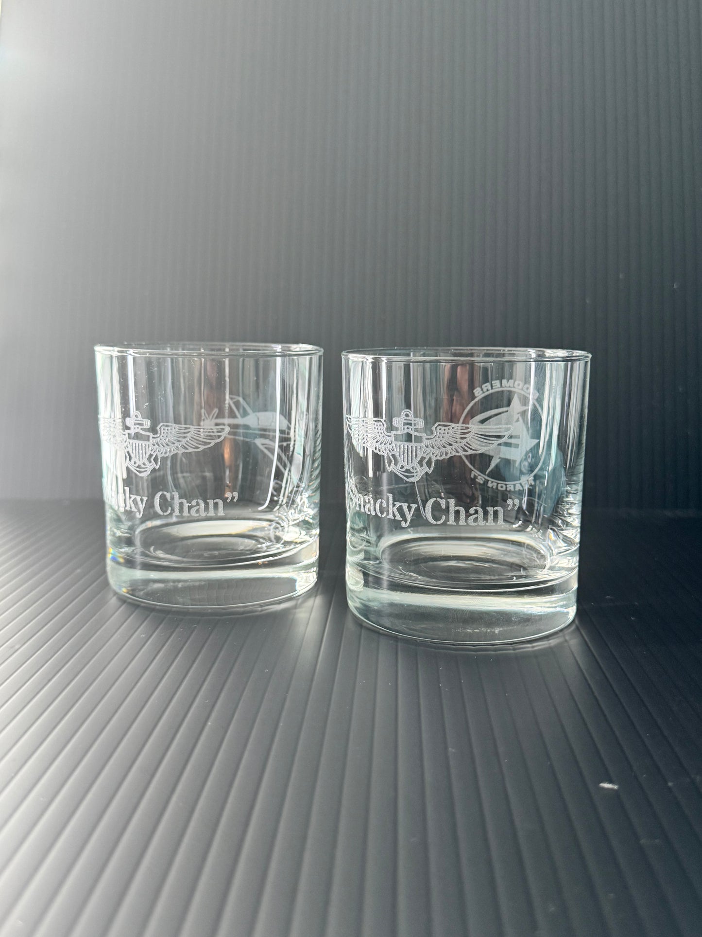 Laser Etched Lowball Glasses - Squadron Custom