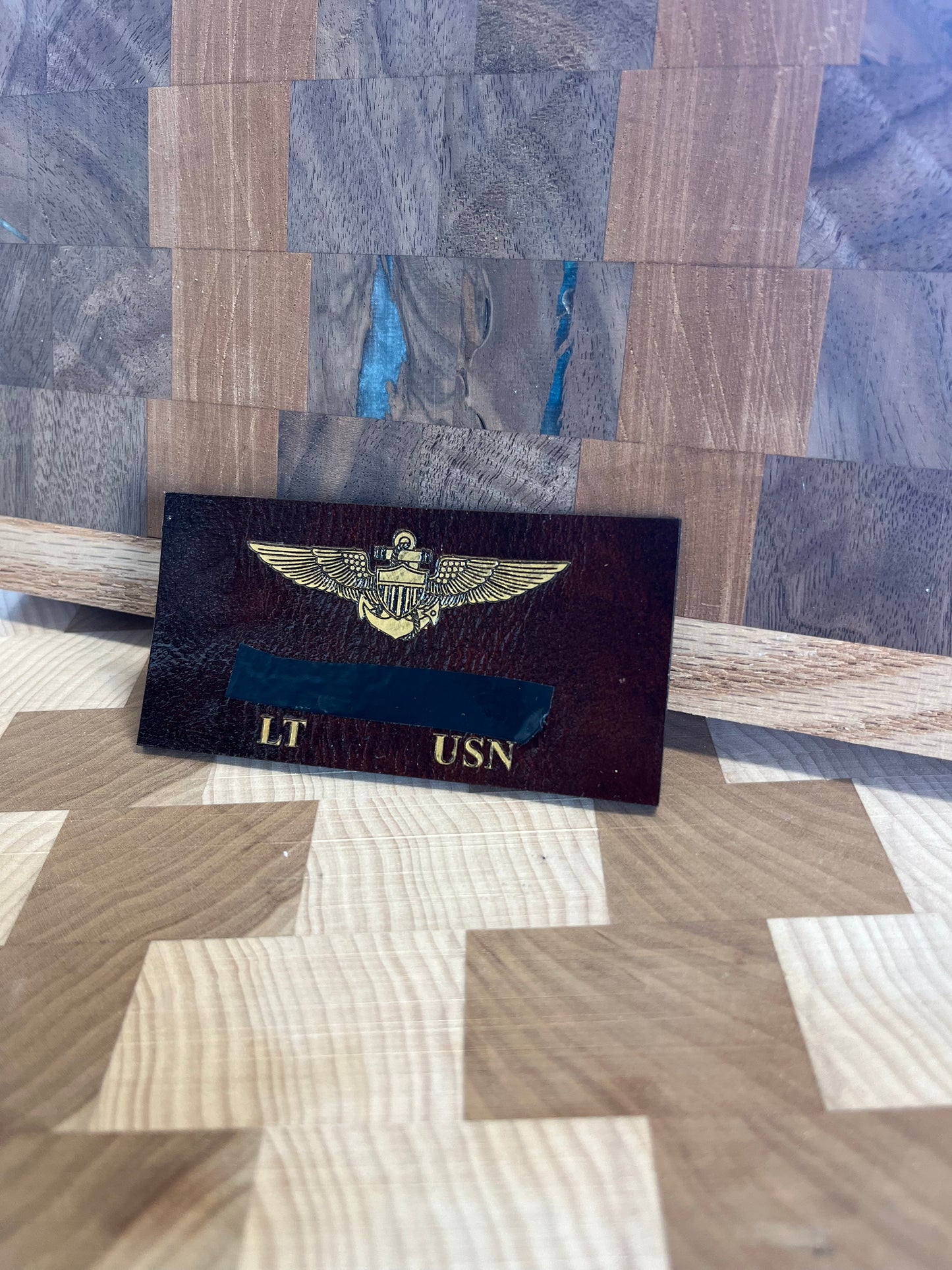 Gold Painted Leather Nametags