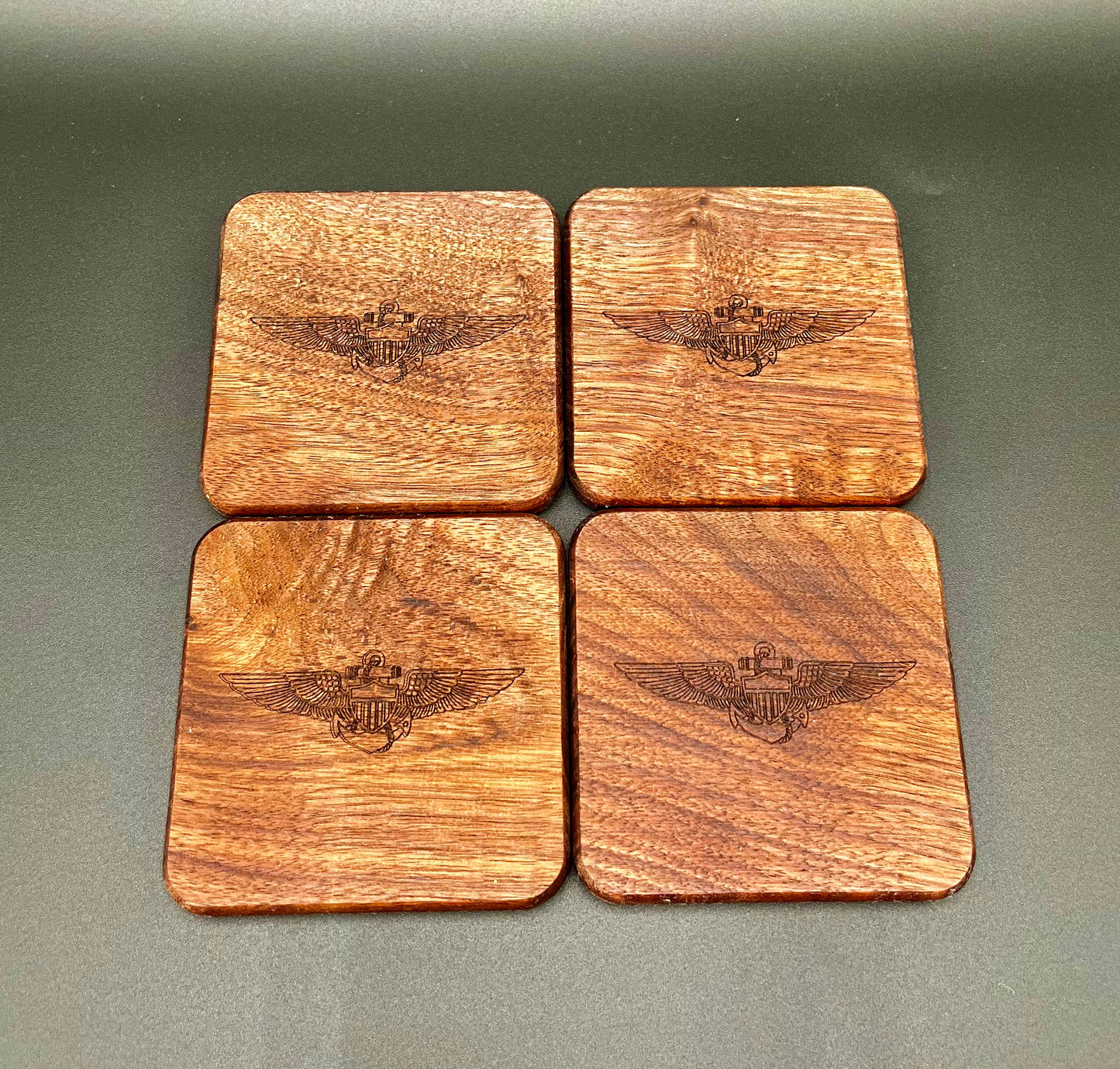 Walnut - Wings Engraved Coasters
