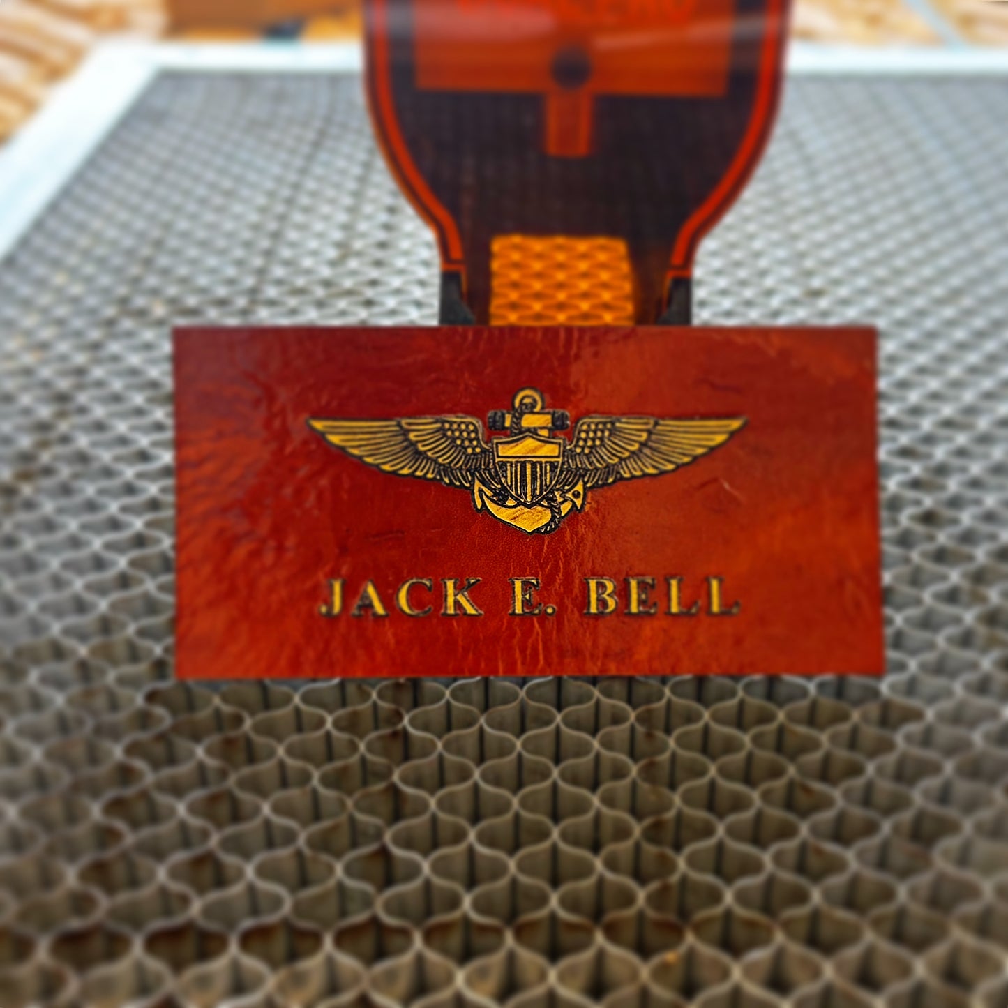 Gold Painted Leather Nametags