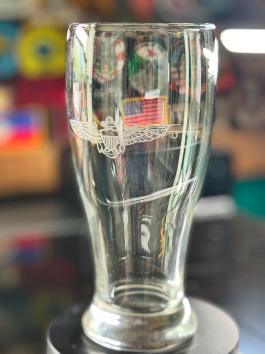 Laser Etched Pub Glasses - Wings /  Trainer Aircraft
