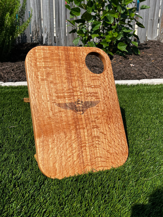 Oak - Charcuterie Board - Naval Aviator Wings Laser Engraved