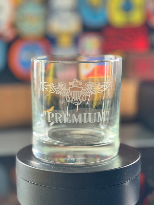 Laser Etched Lowball Glasses - Wings / Callsign