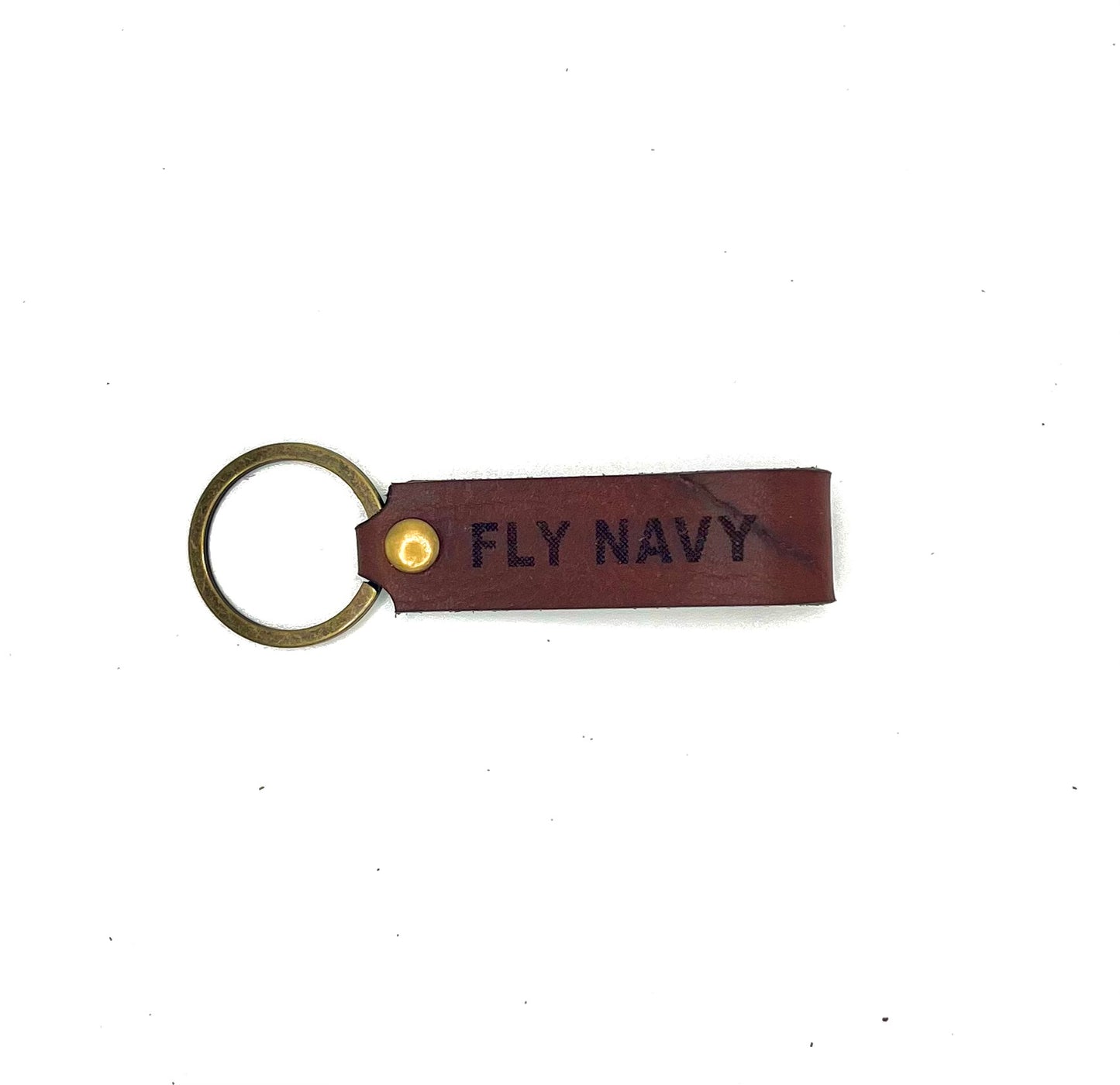 Fly Navy Leather Keychain