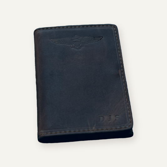 Cobalt Blue Horween Dublin Co-Pilot Trifold 2.0 (digital rendering)