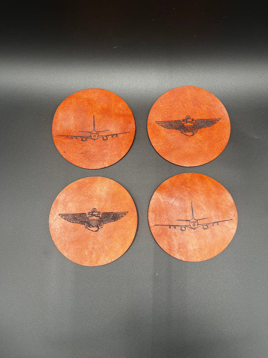 Leather Coasters - Naval Aviator Wings / P-8A