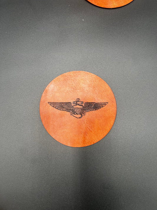 Leather Coasters - Naval Aviator Wings