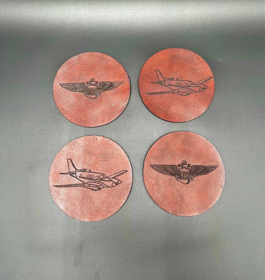 Leather Coasters T-44C Pegasus / Naval Aviator Wings