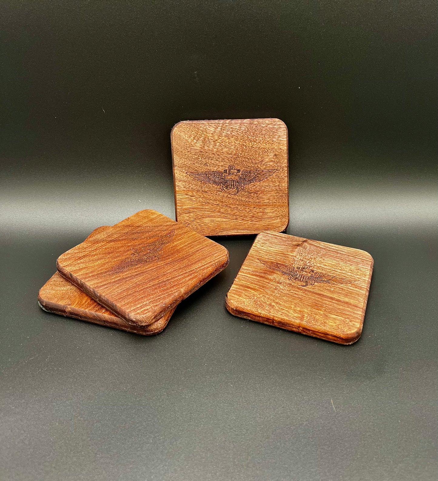 Walnut - Wings Engraved Coasters