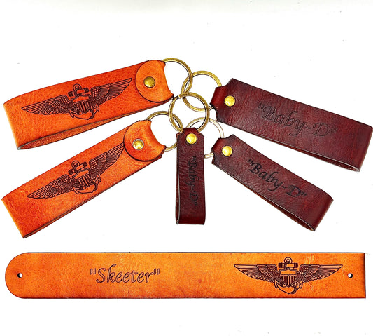 Aviator Wings Leather Keychain Loop